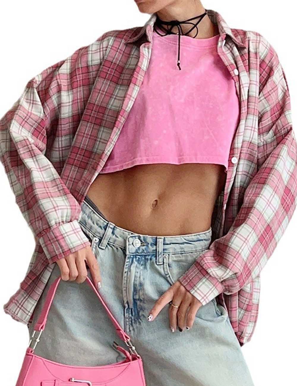 Classic Plaid Long Sleeve Button Down Shirt DP25F518