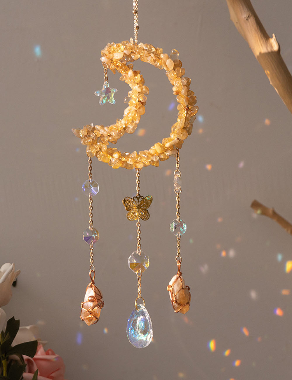 Handcrafted Moon Crystal Suncatcher - DippedShop Wholesale - #6435