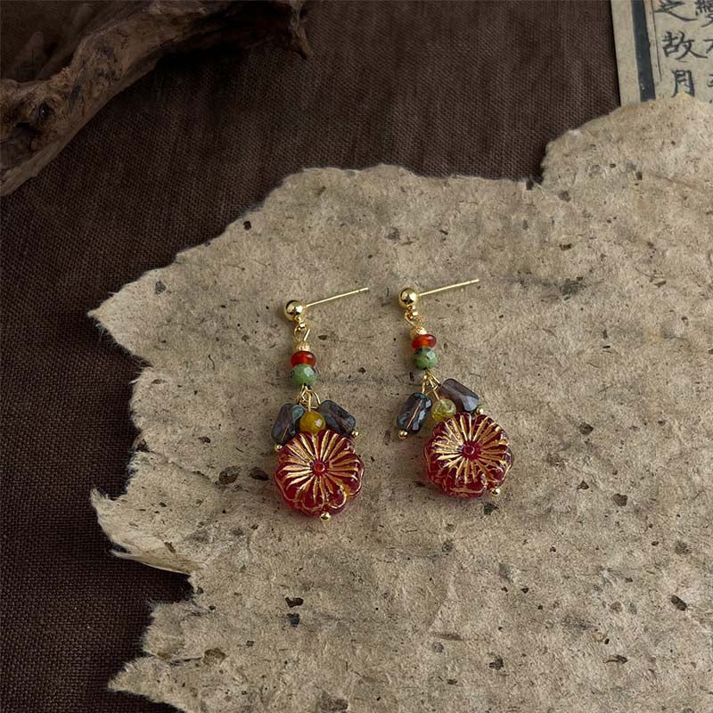 Retro Stone Bead Hoop Earrings - DippedShop Wholesale - #6035