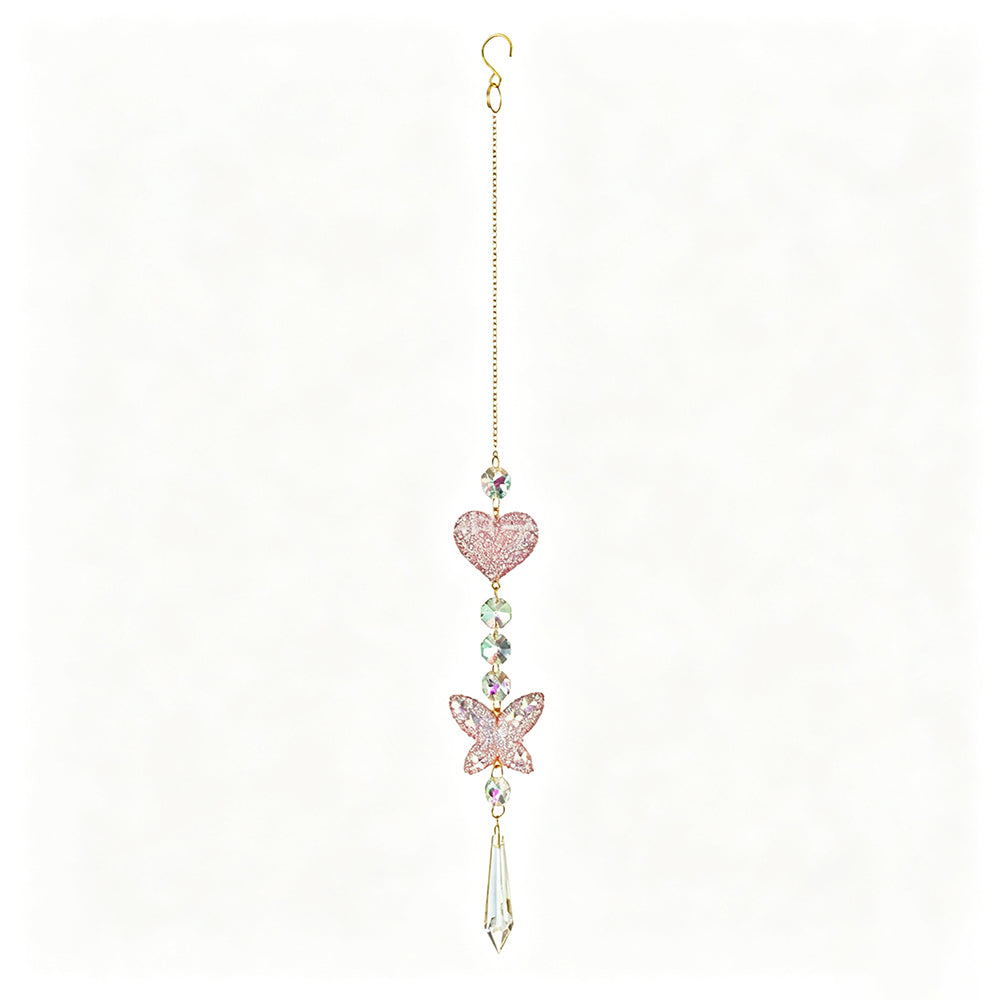Glitter Heart Butterfly Crystal Prism Hanging Sun Catcher 6H7HLS212