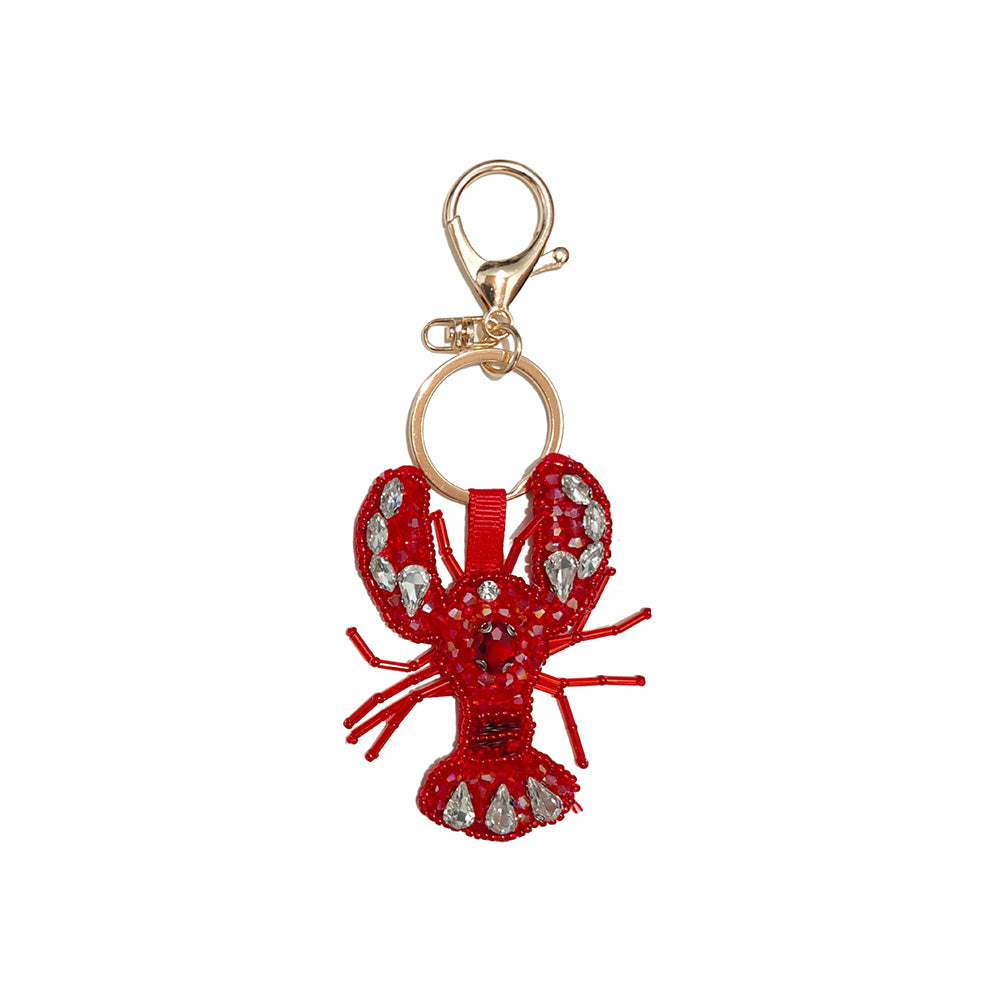 Trendy Handmade Beaded Rhinestones Crab Pendant Keychain 6W10BBC811
