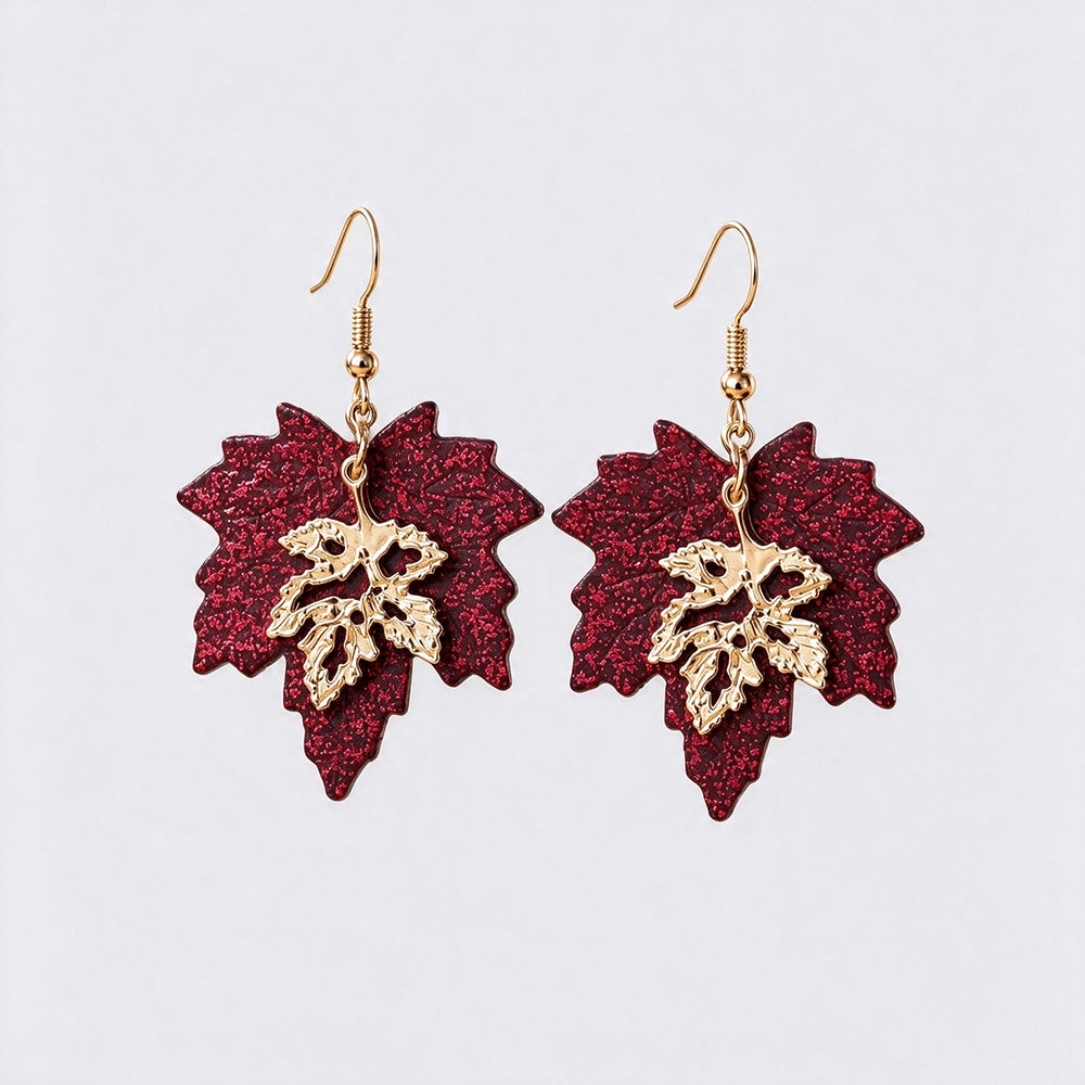 Maple Leaf Dangle Earrings - DippedShop Wholesale - #0131