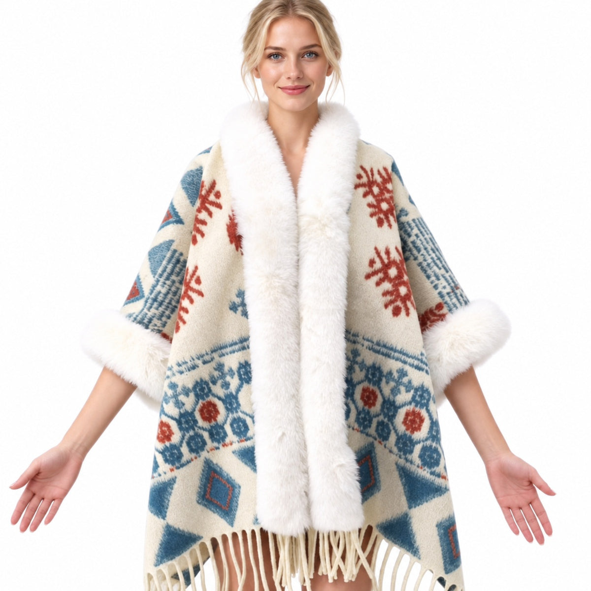 Faux Fur Knit Poncho Cape - DippedShop Wholesale - #6515