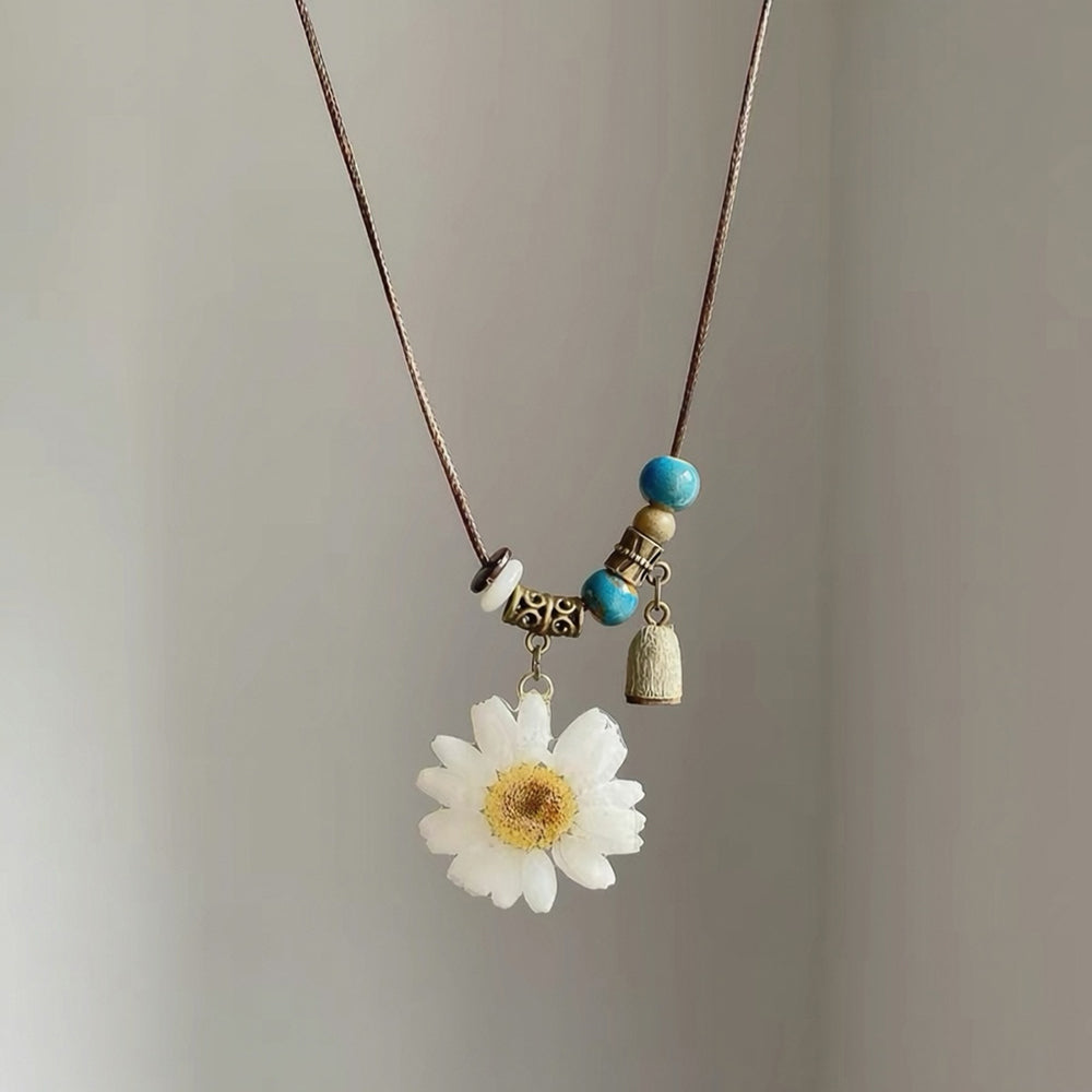 Flower Resin Pendant Necklace - DippedShop Wholesale - #7507