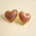 Vintage Enamel Heart Gold Plated Stud Earrings 6W6JER950