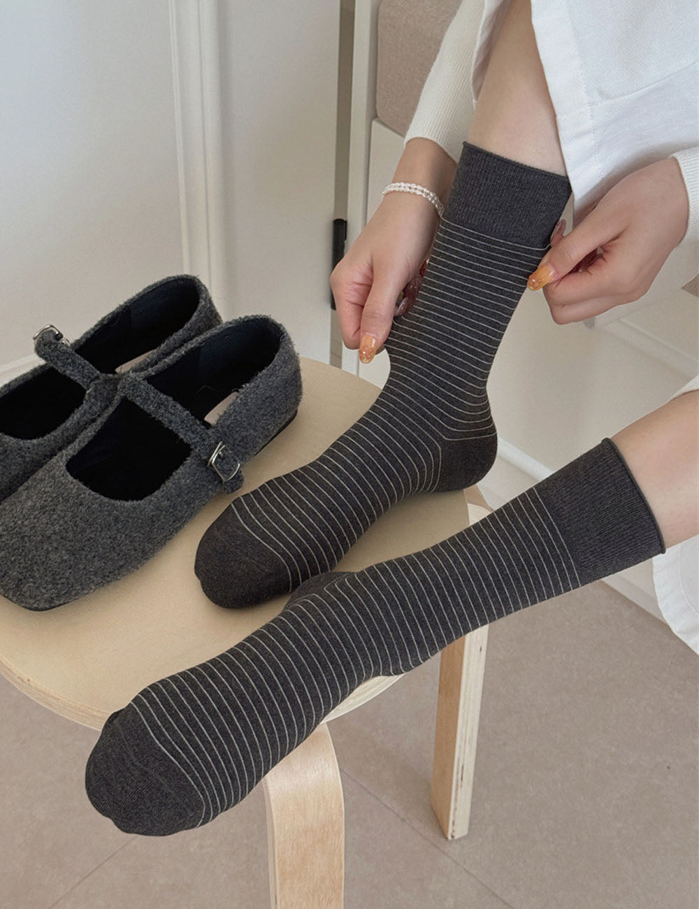 Color Block Striped Slouchy Crew Socks 6W8FSO652