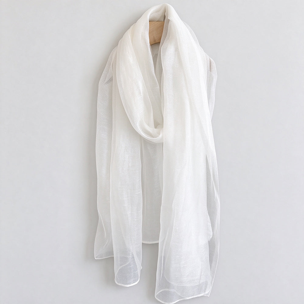 Solid Color Thin Mesh Long Silk Scarf 6W6NSC233