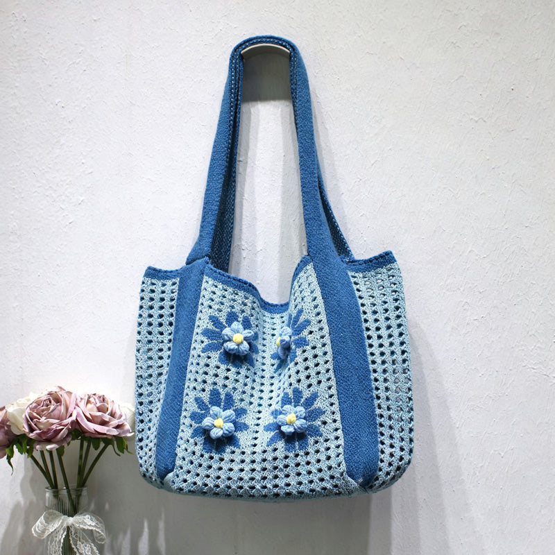 Casual Hand-Crochet Hollow Flower Tote Bag 6W10BBG1776