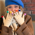 Cute Colorful Plush Ball Decor Warm Knit Gloves 6W6GLO93
