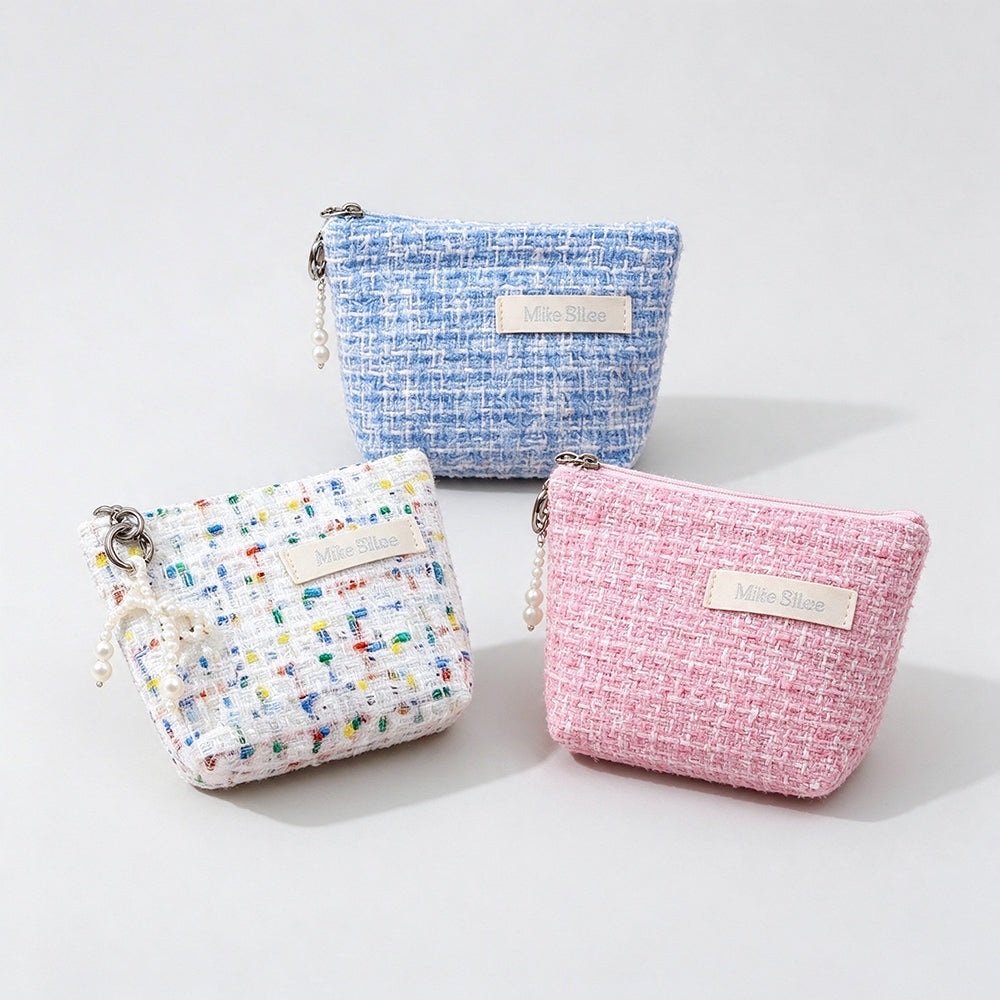 Tweed Cosmetic Bag - DippedShop Wholesale - #3091
