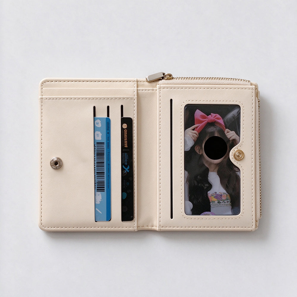 Minimalist Pastel Leather Short Bifold Wallet 6W10BWB360