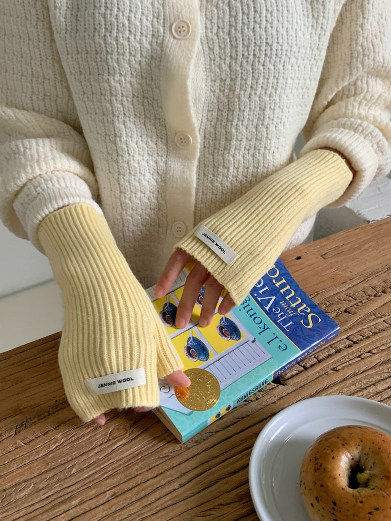 Simple Solid Color Fingerless Thicken Gloves 6W6GLO89