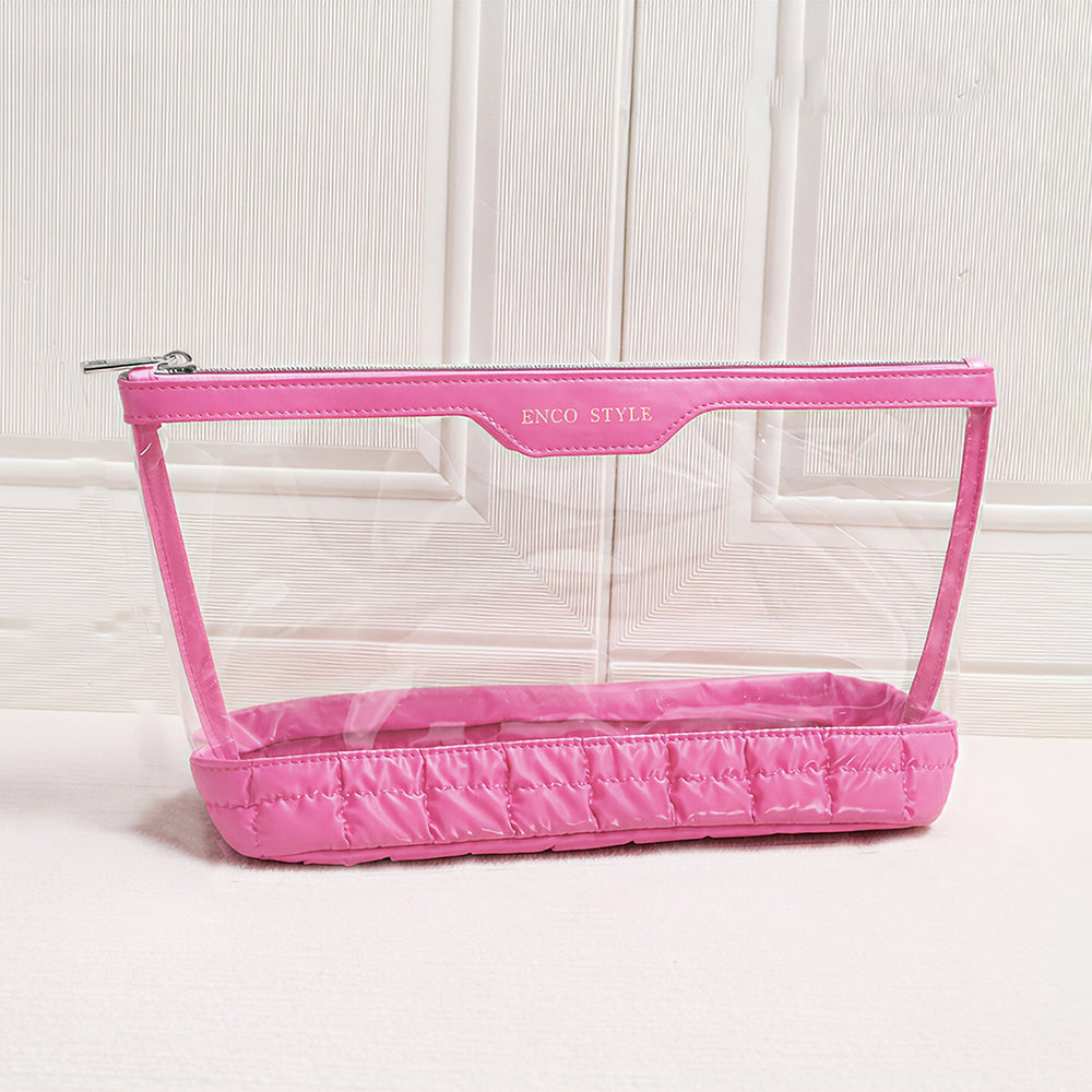 Minimalist Solid Color Quilt Shell Cosmetic Bag 6C5CO271