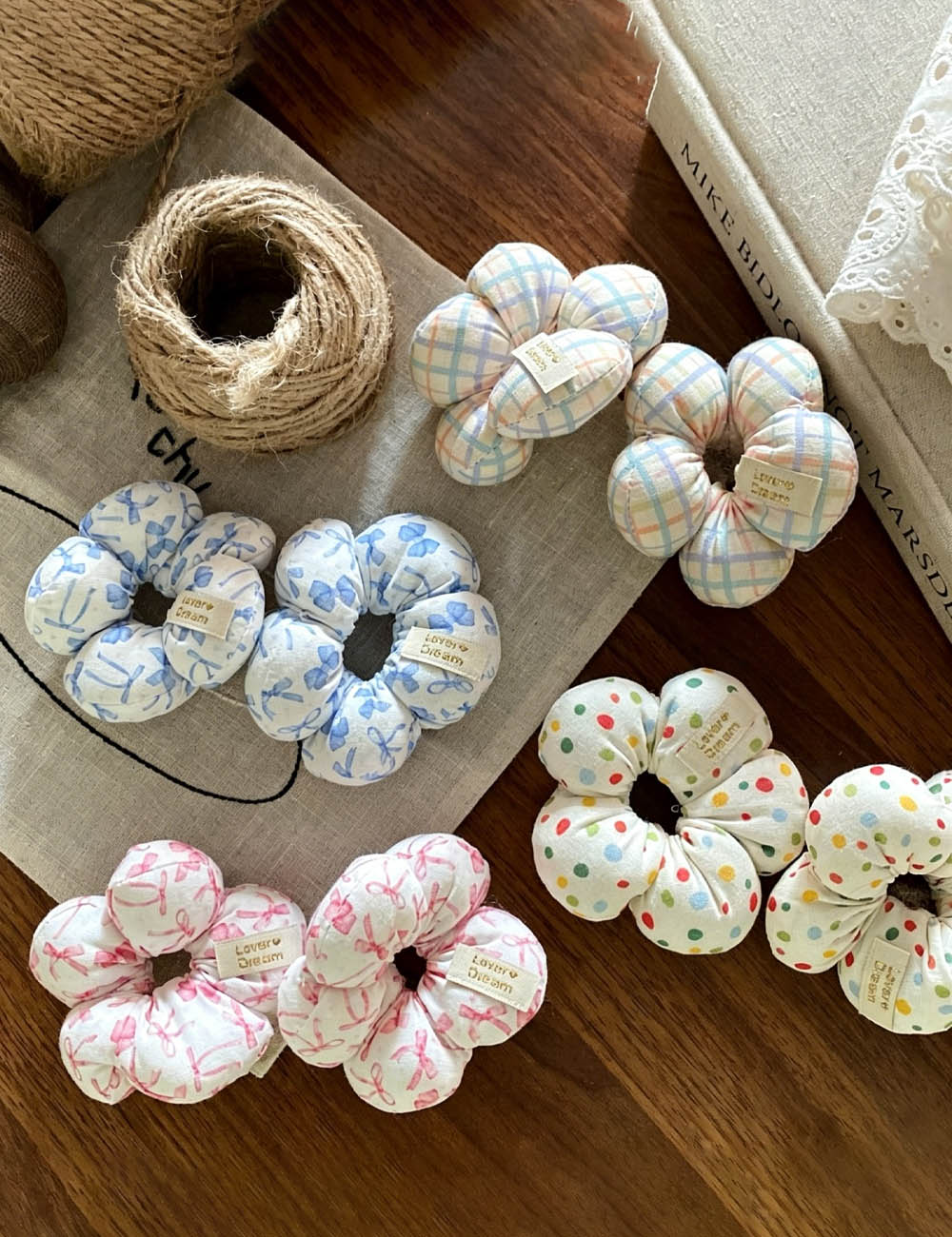 Stylish Polka Dots Sponge Flower Hair Tie MK2BLW6W6HHT19