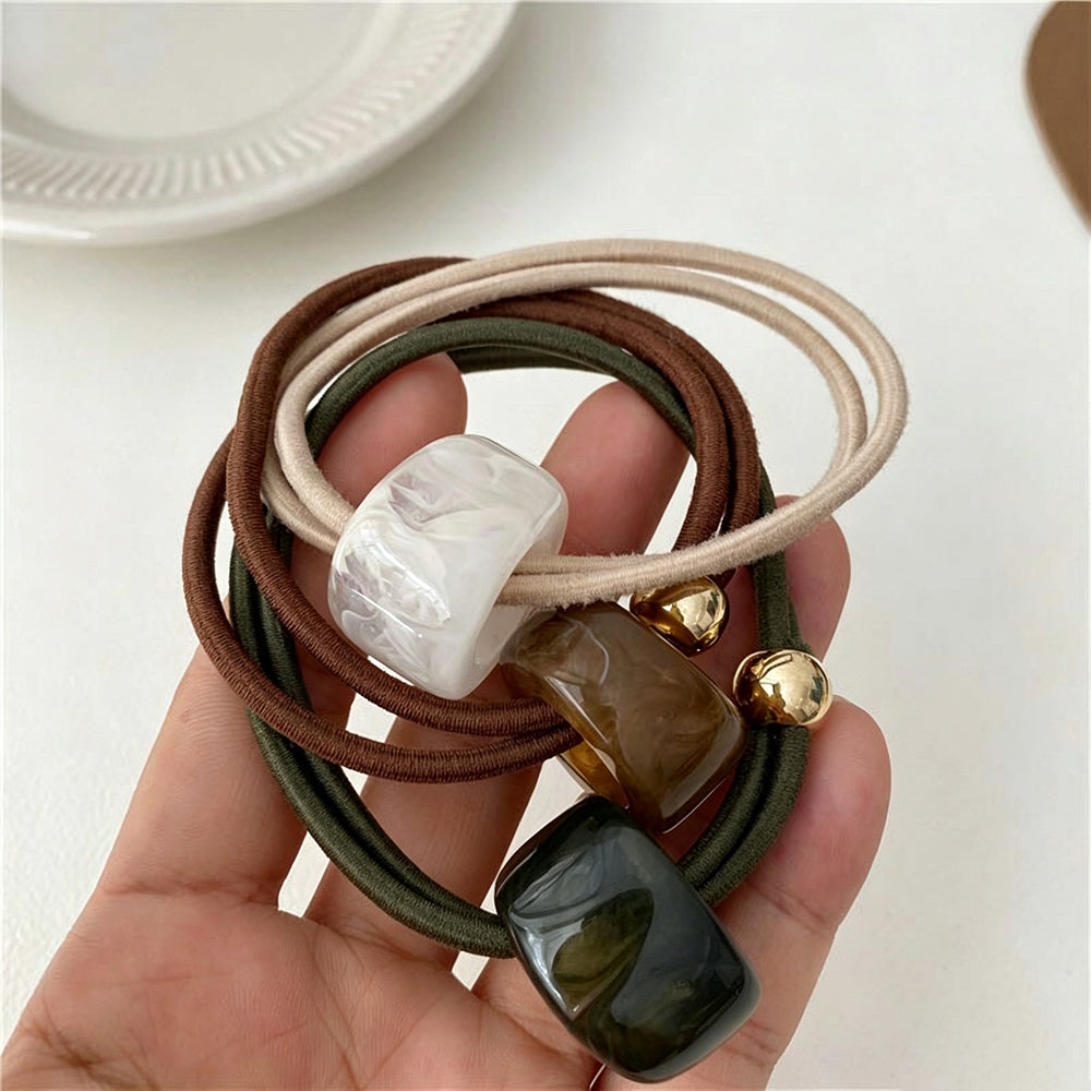 Minimalist Resin Bead High Stretchy Hair Tie 6W6HSR465