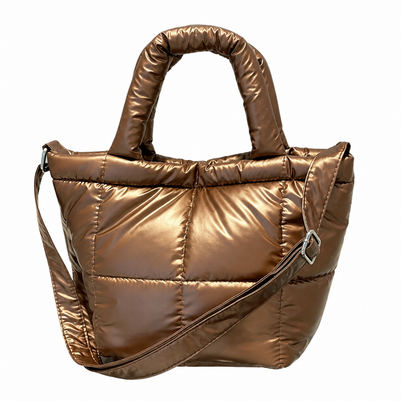 Shiny Solid Color Puffer Crossbody Bag 6W10BBG1806