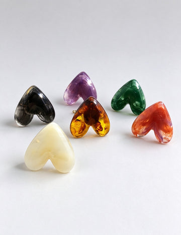 Resin Heart Adjustable Ring - DippedShop Wholesale - #9715