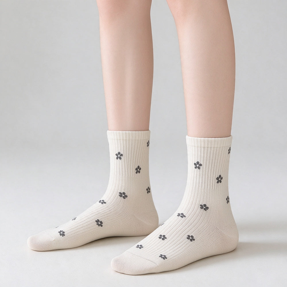 Floral Jacquard Knit Socks - DippedShop Wholesale - #1891