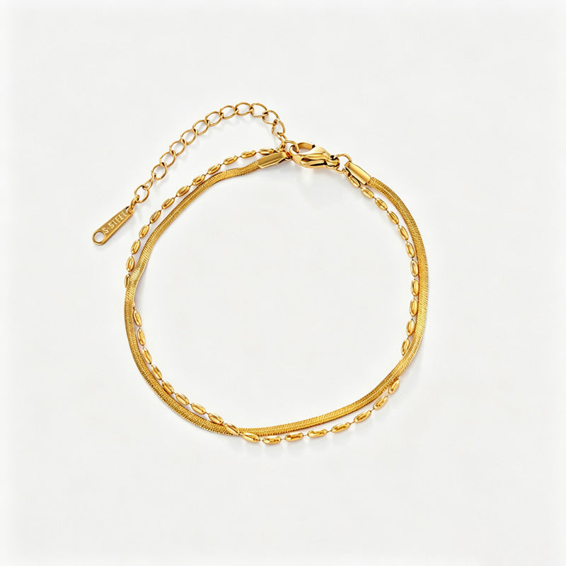 Simple Gold Four-Lear Clover Pendant Bracelet 6W6JBR515