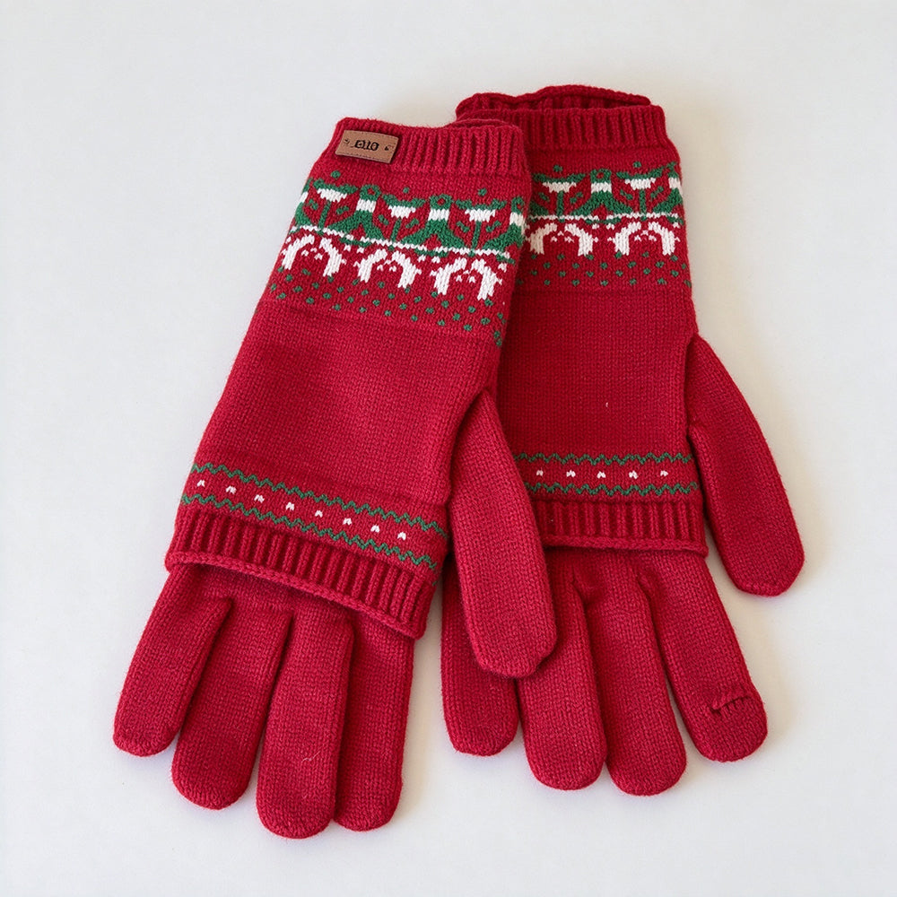 Fair Isle Touchscreen Knit Gloves - DippedShop Wholesale - #9283