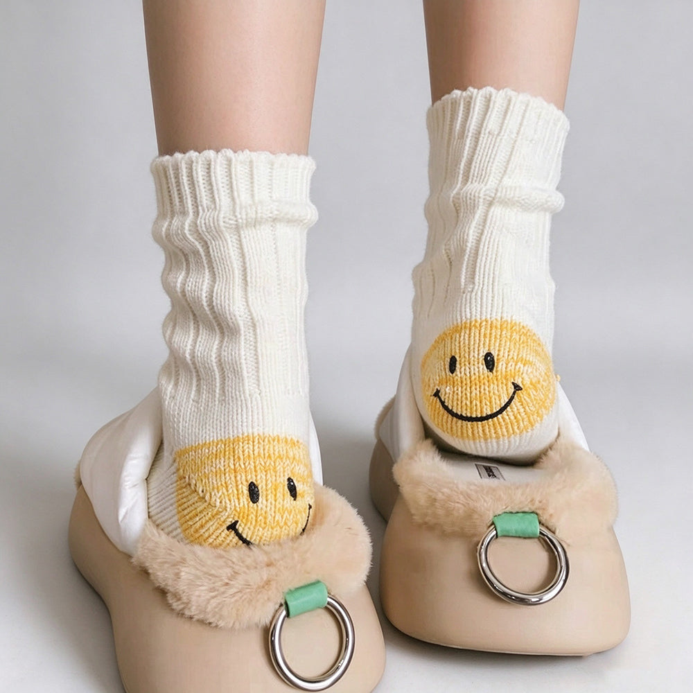 Cute Color Block Smiling Face Pattern Socks 6W8FSO1002