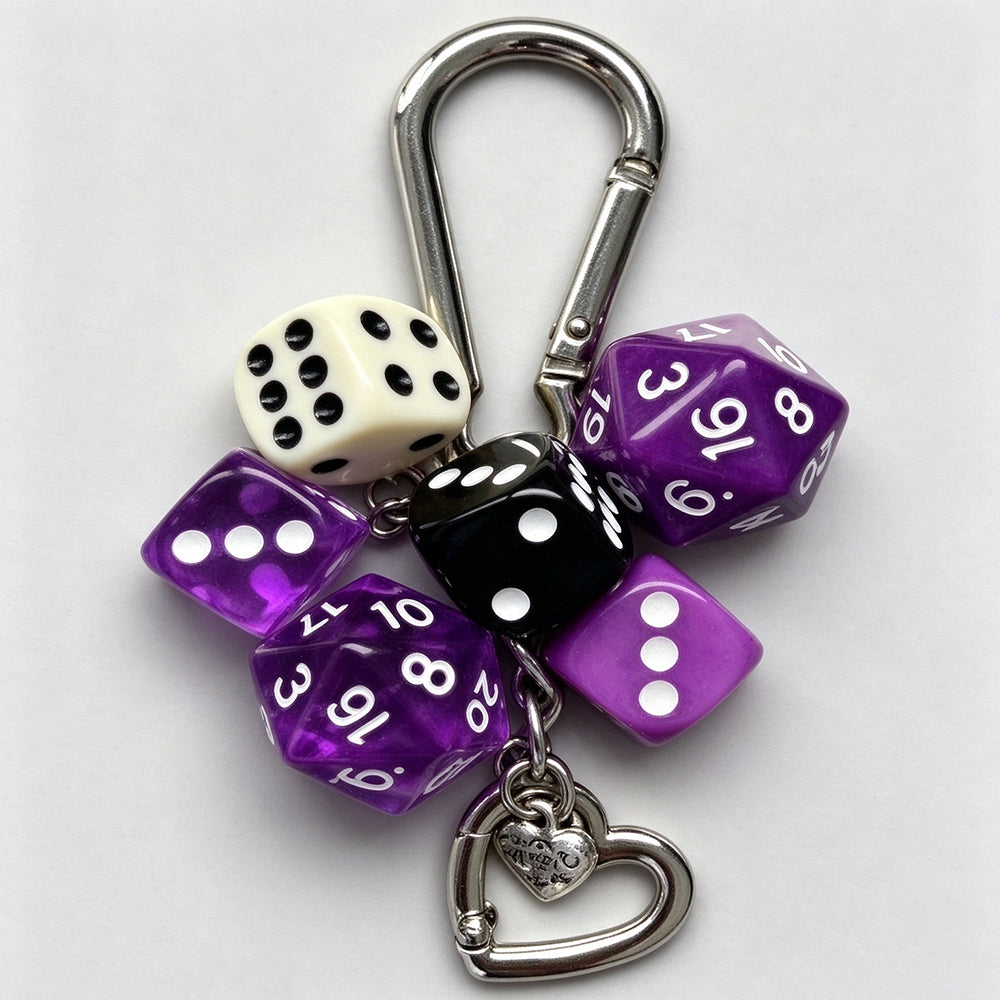 Polyhedron Dice Keychain Charm - DippedShop Wholesale - #8995