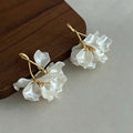 Trendy Floral Natural Shell Tassel Stud Earrings 6W6JER565