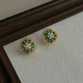 Dainty Rhinestone 3D Floral Dangle Stud Earrings 6W6JER563