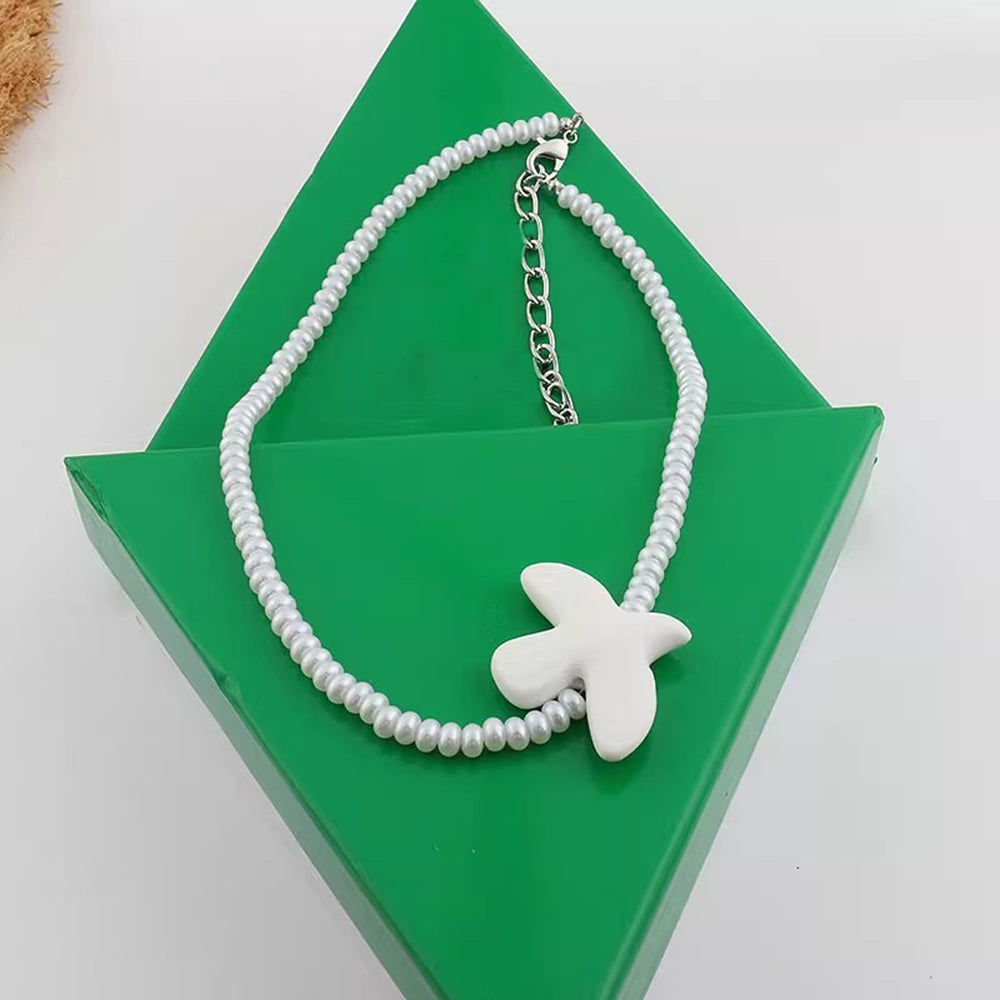 Ceramic Dove Pendant Necklace - DippedShop Wholesale - #6915