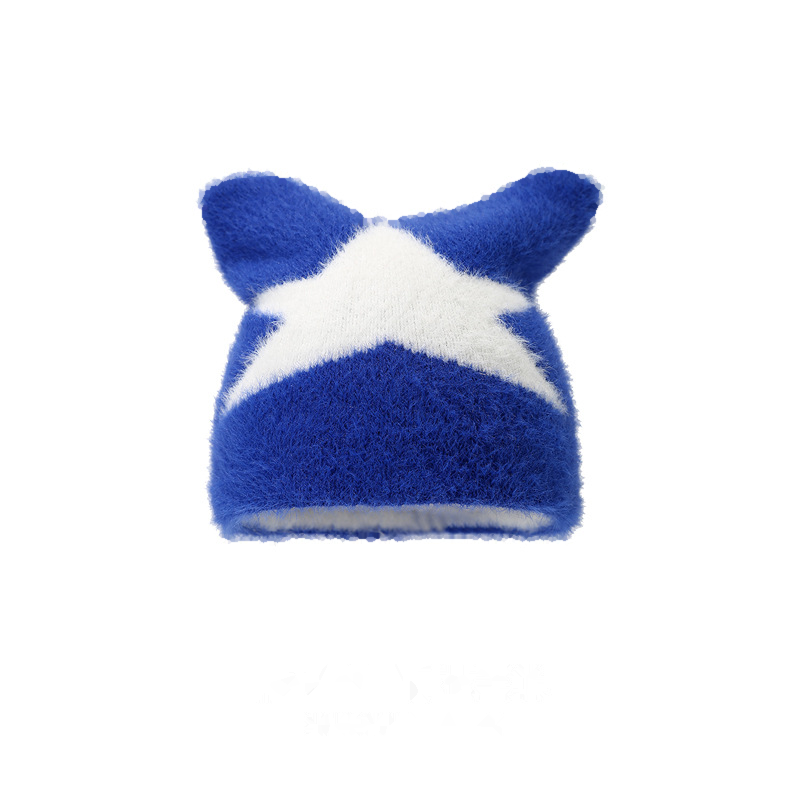 Cute Star Pattern Cat Ear Knit Beanie 6W6HAT683