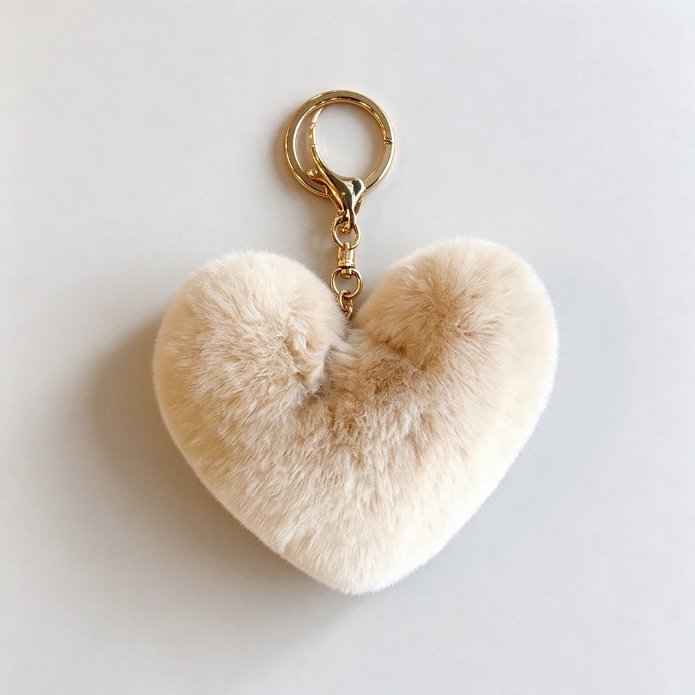 Faux Fur Heart Keychain - DippedShop Wholesale - #8435