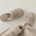 Simple Letter Embroidery Plush Non-Slip Warm Slippers 6W8FSP286
