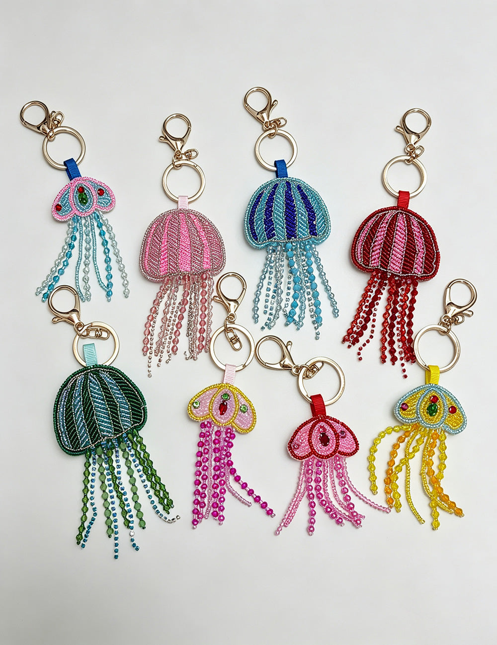 Stylish Rhinestones Beaded Jellyfish Pendant Bag Charm 6W10BBC812