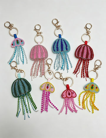 Stylish Rhinestones Beaded Jellyfish Pendant Bag Charm 6W10BBC812