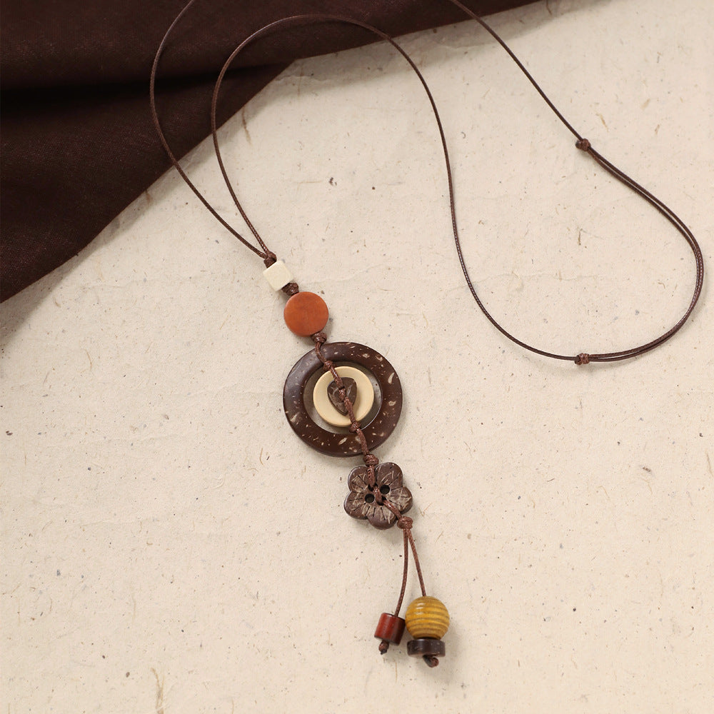 Coconut Shell Pendant Necklace - DippedShop Wholesale - #9187