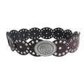 Retro Western Oval Buckle Wide Disc Waist Belt 6W6JBT234