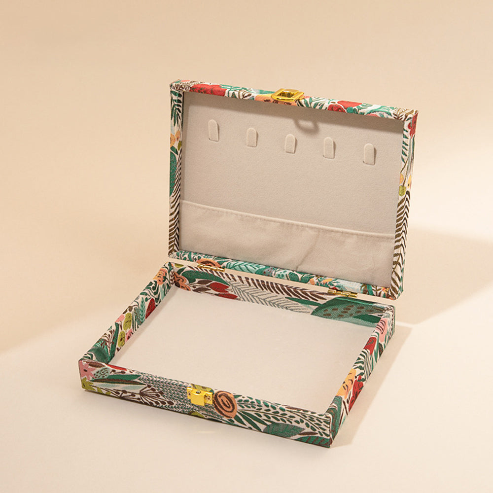 Vintage Embroidered Floral Large Capacity Jewelry Box 6H13HSJ144