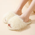 Fluffy Faux Fur Open-Toe Indoor Slippers 6W8FSP282