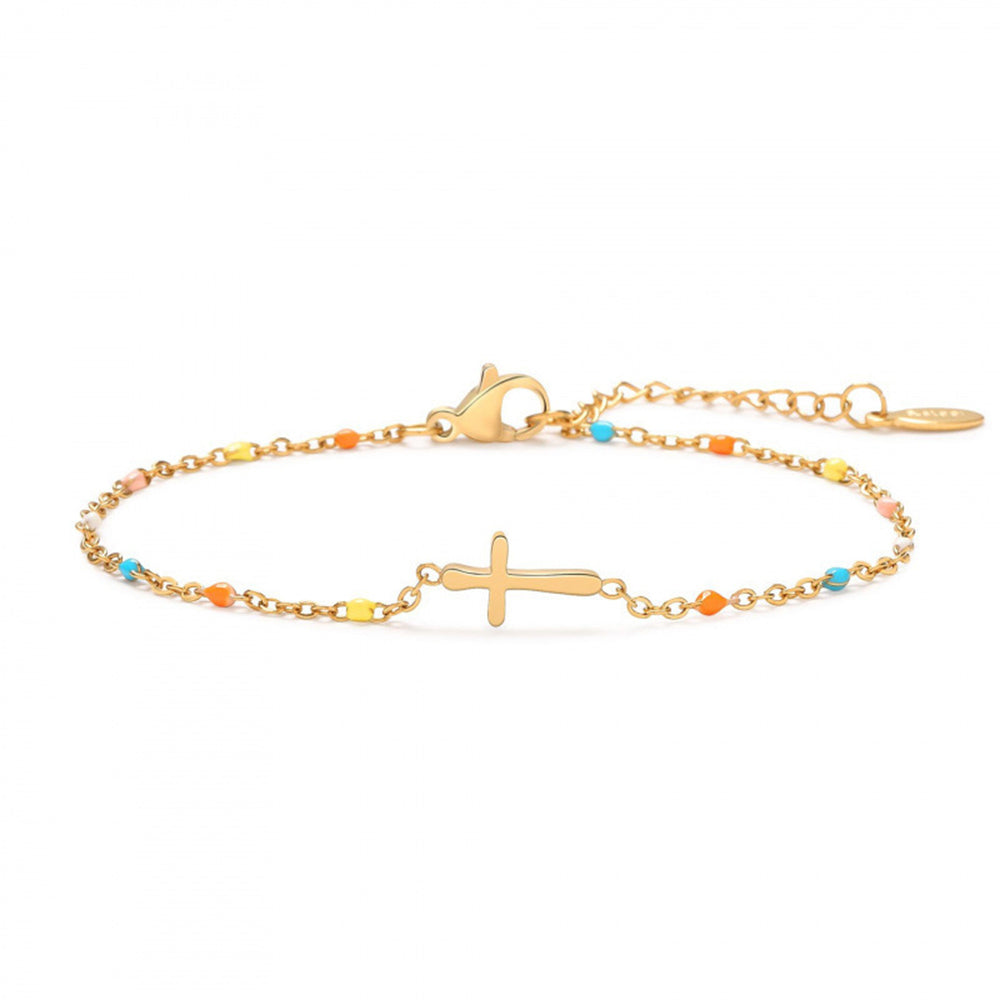 Cross Bead Chain Bracelet - DippedShop Wholesale - #3571