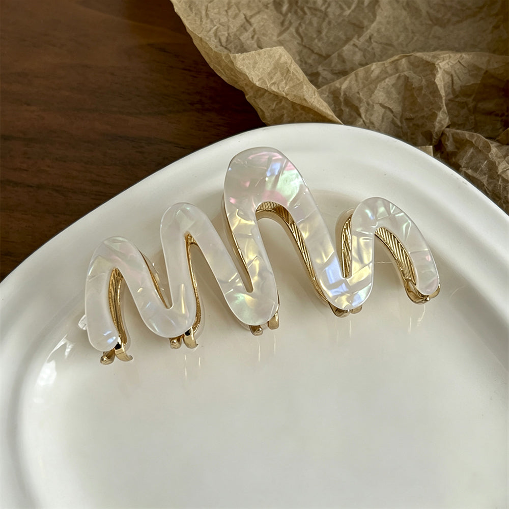 Elegant Tortoise Shell Wavy Acetate Hair Claw 6W6HCP1642