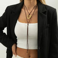 Geometric Pendant Leather Necklace - DippedShop Wholesale - #5395
