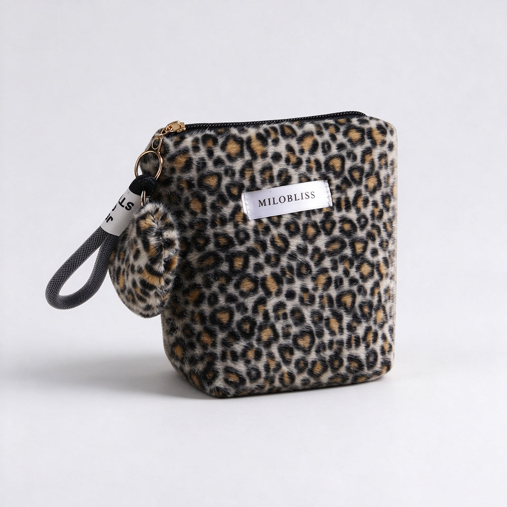 Vintage Leopard Pattern Plush Cosmetic Bag 6C5CO269