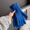Solid Color Ribble Knit Touch Screen Gloves 6W6GLO92