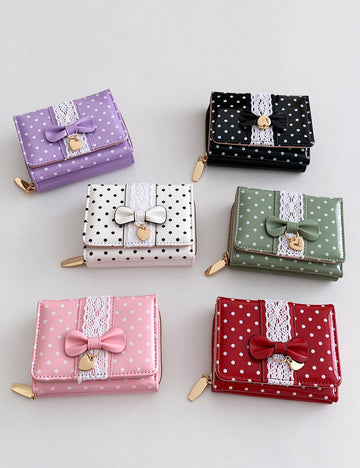 Polka Dot Trifold Wallet - DippedShop Wholesale - #0179