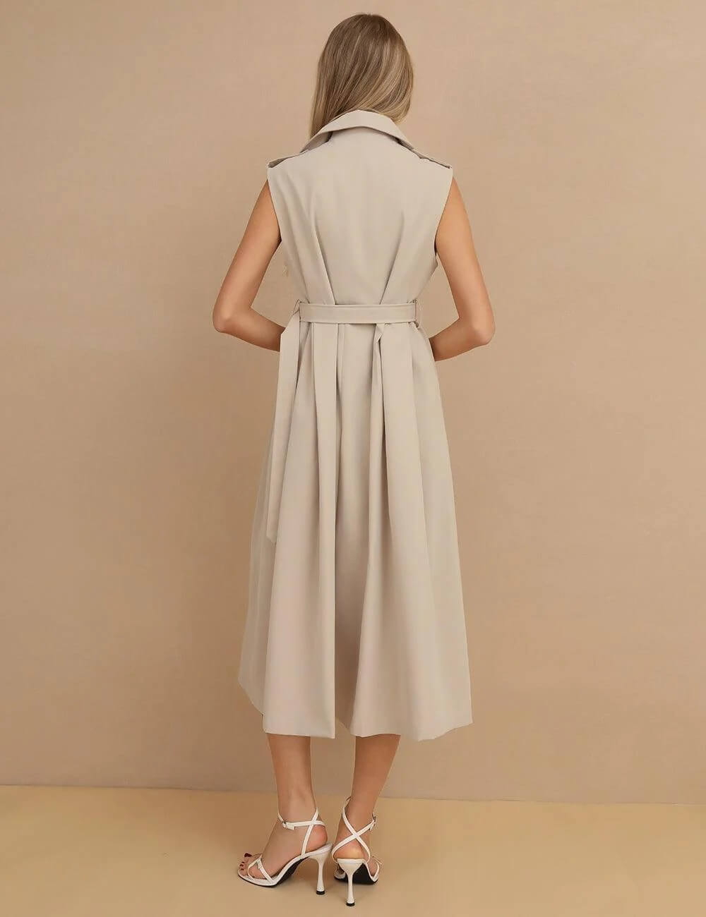 Sleeveless V-Neck Trench Coat - DippedShop Wholesale - #2707