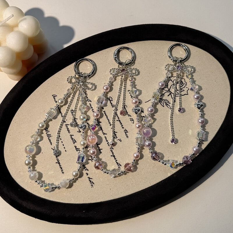 Elegant Crystal Beaded Tassel Bow Bag Charm DP25C795