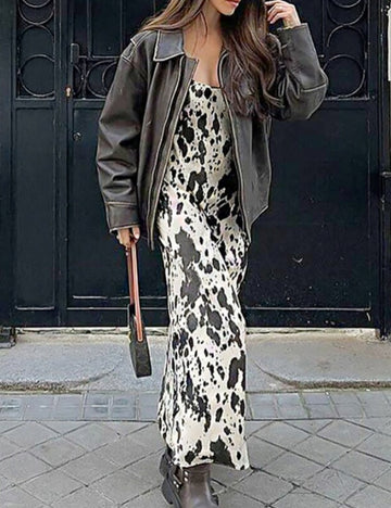 Sexy Spaghetti String Printed  A-Line Dress DP25B993