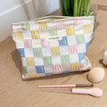 Frensh Floral Plaid Travel Portable Cosmetic Bag MK2BW6W10BOB382