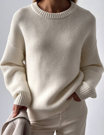 Round Neck Loose Sweater - DippedShop Wholesale - #8051