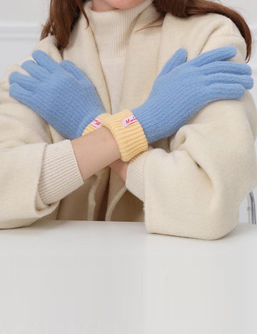Color Block Splicing Wool Knit Gloves DP25F672